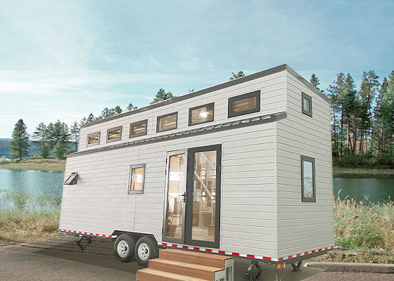 Modulair geprefabriceerd licht staalconstructie Tiny House op wielen met aanhangwagen