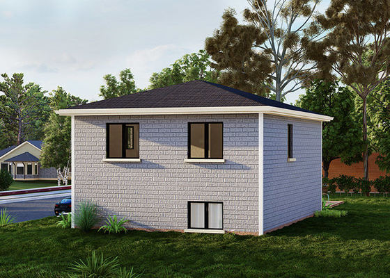 Prefabricated Single-Family Home. Lichte stalen frame Luxe villa design.