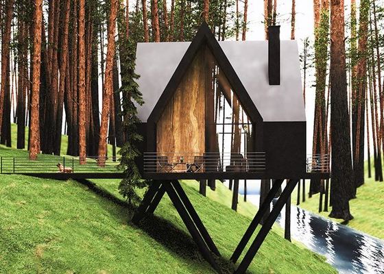 Modulaire hut Prefab tuin studio met licht staal frame en uitgestrekte dek gebied