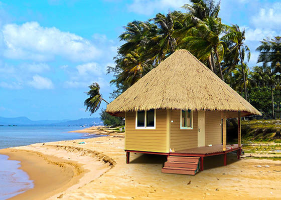 EU/VS/NZ/AU Standaard Economisch Goedkope Moderne Prefab Steel Water Bungalow