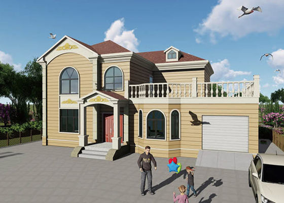 Gelamineerd Wpc-bord tegen wind Ultra Moderne prefab huizen Lichte staal frame house kits